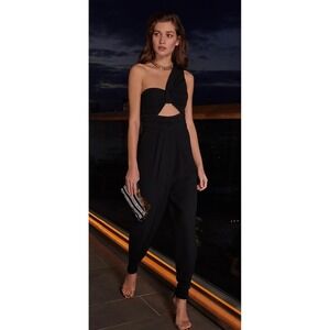 A.L.C. Athena Jumpsuit Black One Shoulder Cutout Sz 10